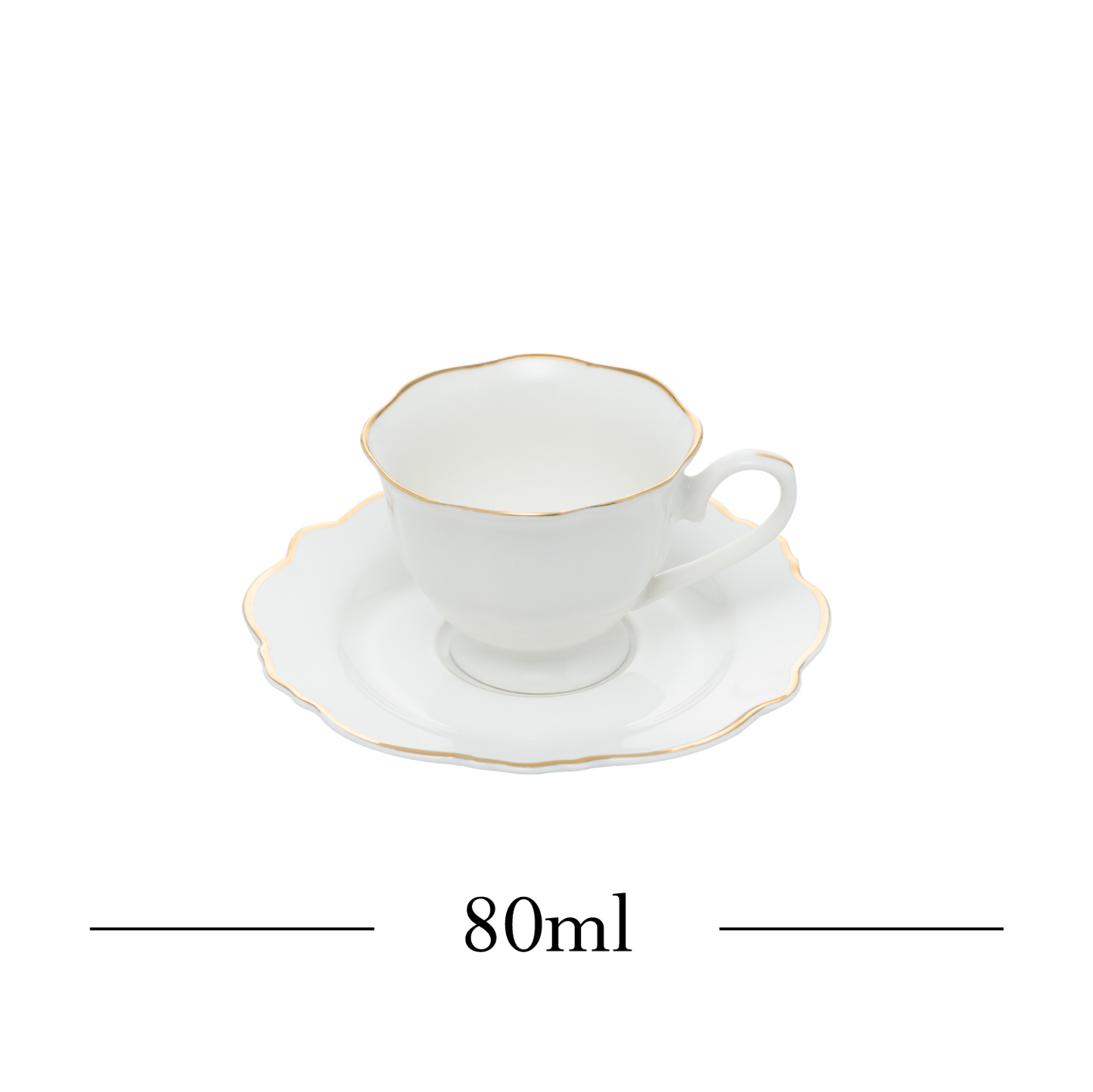 Conjunto 6 Xícaras de Café com Pires Maldivas Branco com Fio de Ouro - Wolff