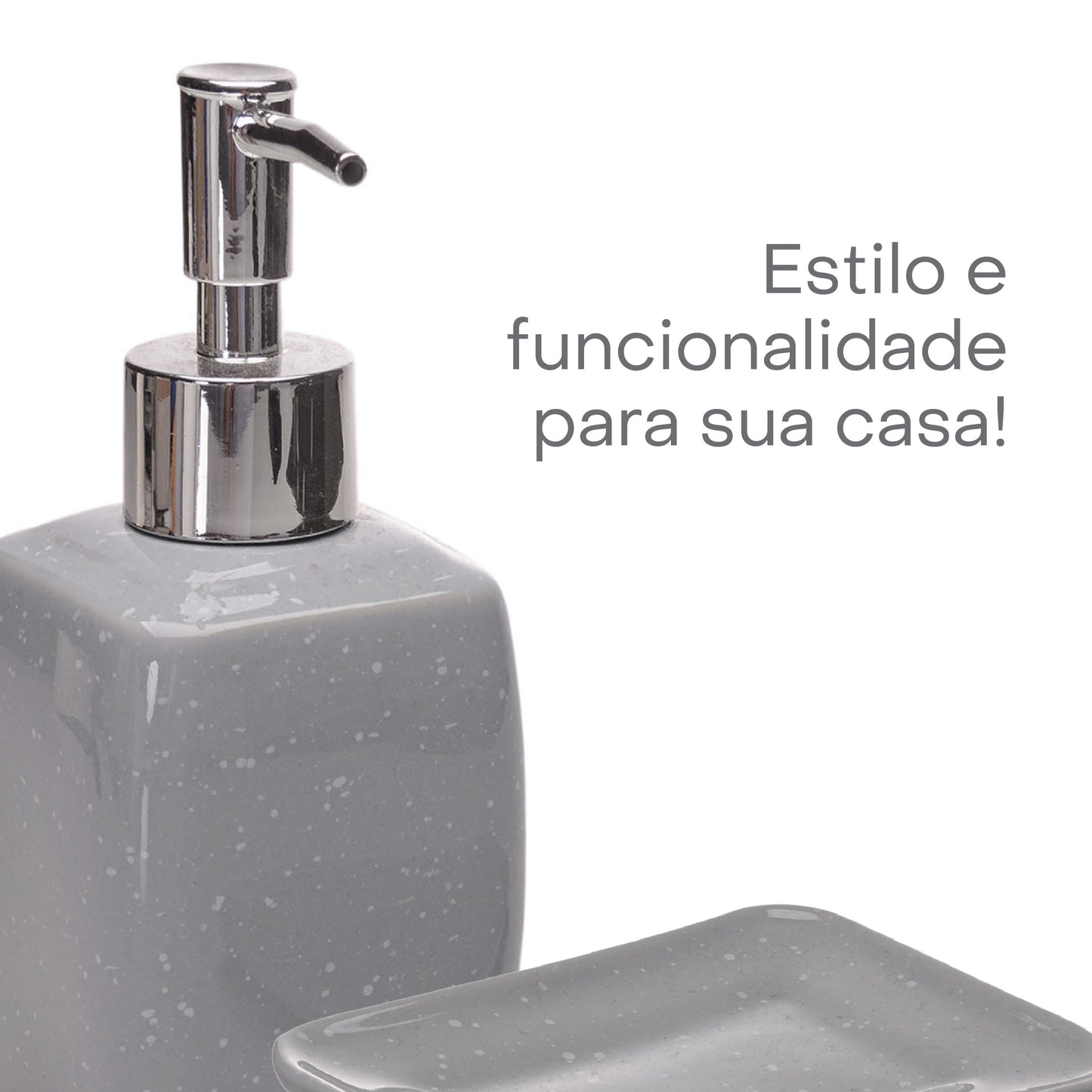 Conjunto 2 Peças para Banheiro de Cerâmica Speck Cinza - Lyor