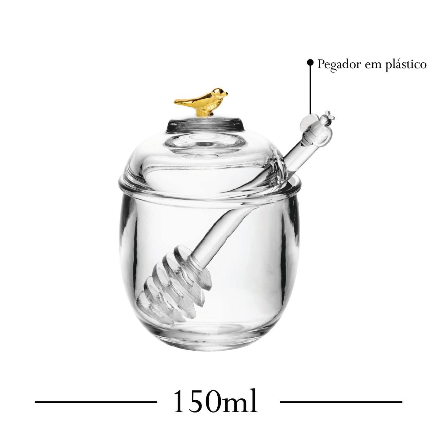Meleira com Pegador e Tampa Golden Bird 150ml Cristal - Wolff