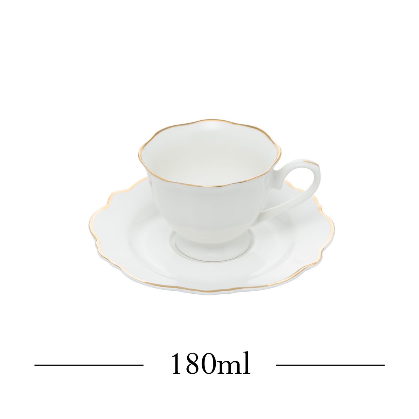 Conjunto 6 Xícaras de Chá de Porcelana com Pires Maldivas com Fio de Ouro - Wolff