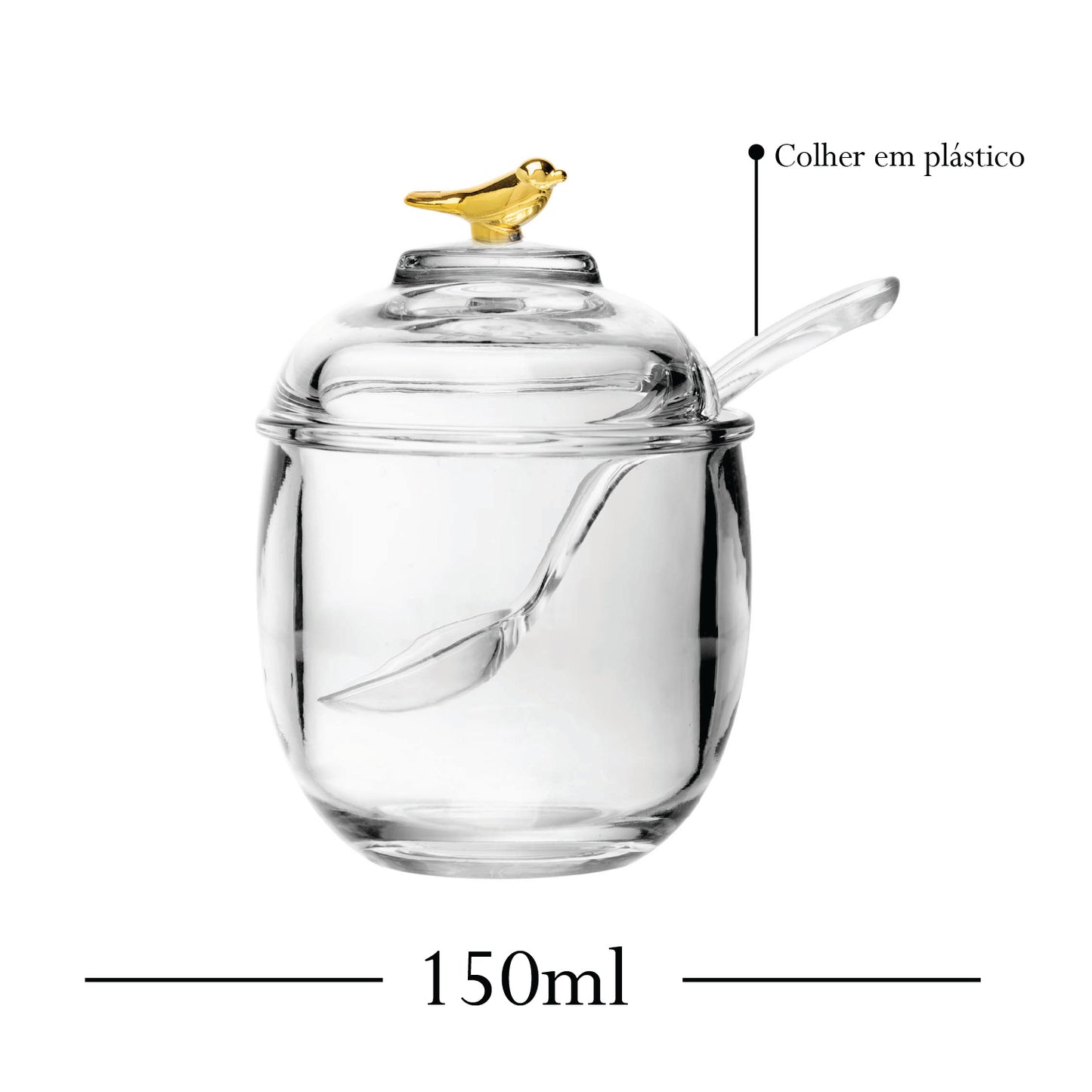 Açucareiro com Colher e Tampa Golden Bird 150ml Cristal Ecológico - Wolff