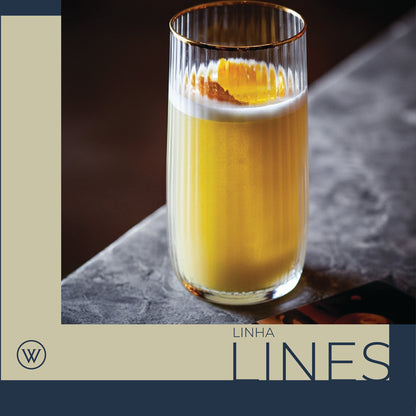 Conjunto 2 Copos Altos Lines com Fio de Ouro 450ml Vidro - Wolff