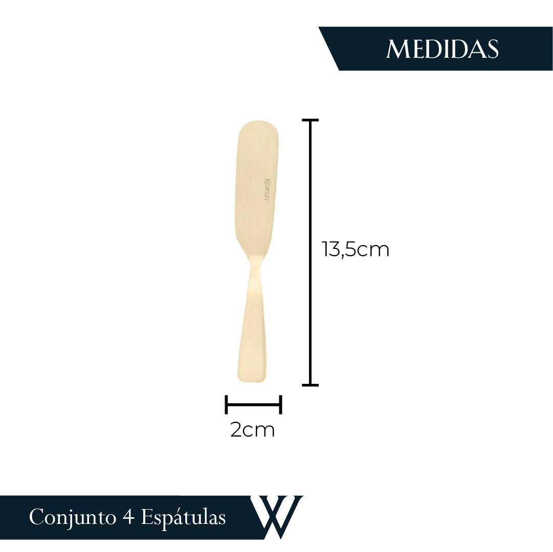 Conjunto 4 Espátulas de Aço Inox Dourado - Wolff