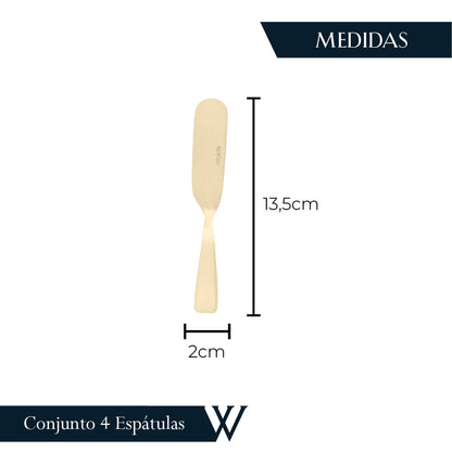 Conjunto 4 Espátulas de Aço Inox Dourado - Wolff