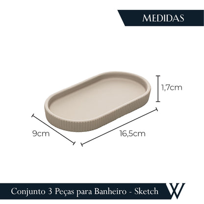 Conjunto 3 Peças para Banheiro Soft Touch Sketch Nude Cerâmica - Wolff