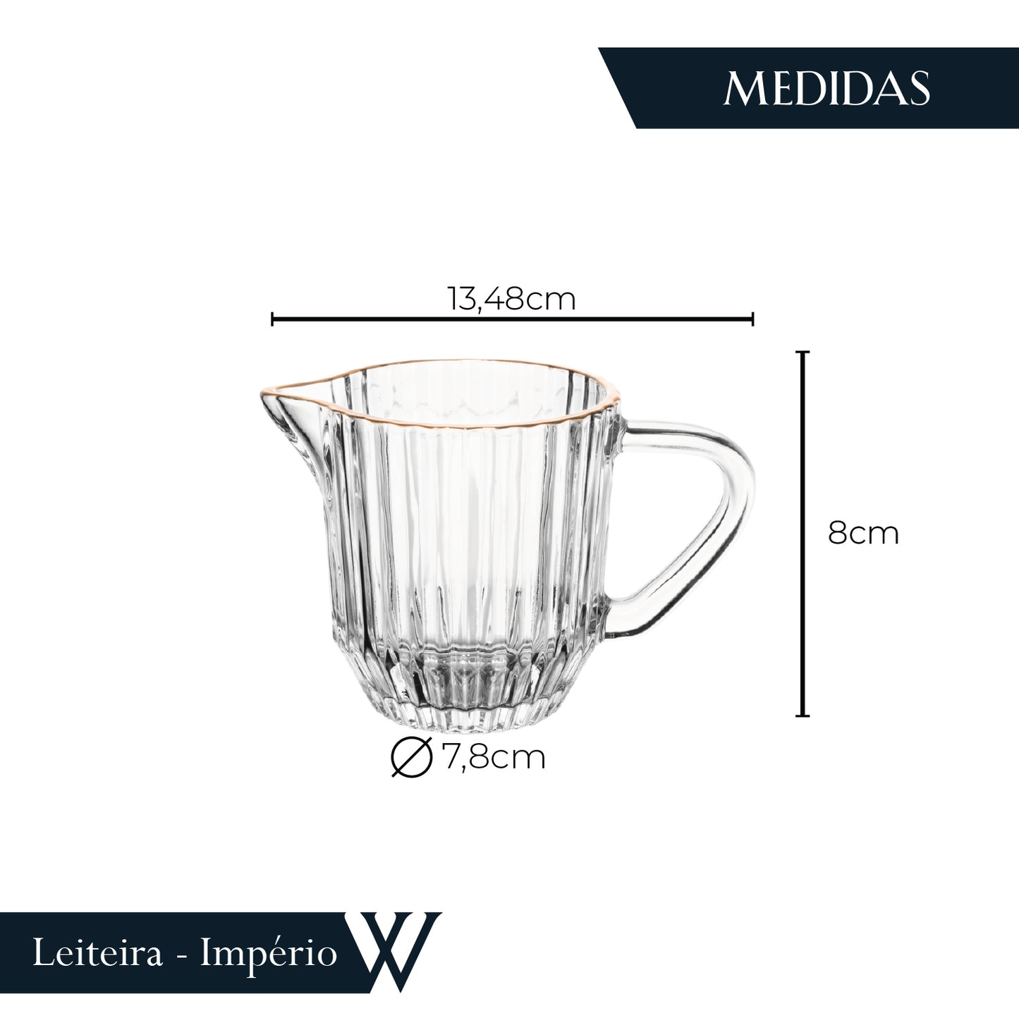 Leiteira de Cristal com Fio de Ouro Império 220ml - Wolff