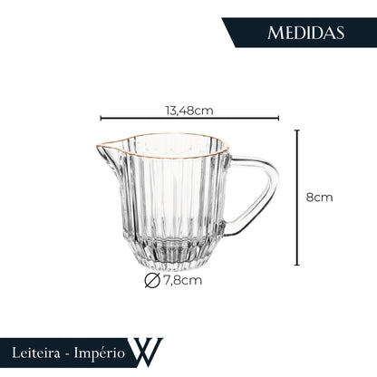 Leiteira de Cristal com Fio de Ouro Império 220ml - Wolff