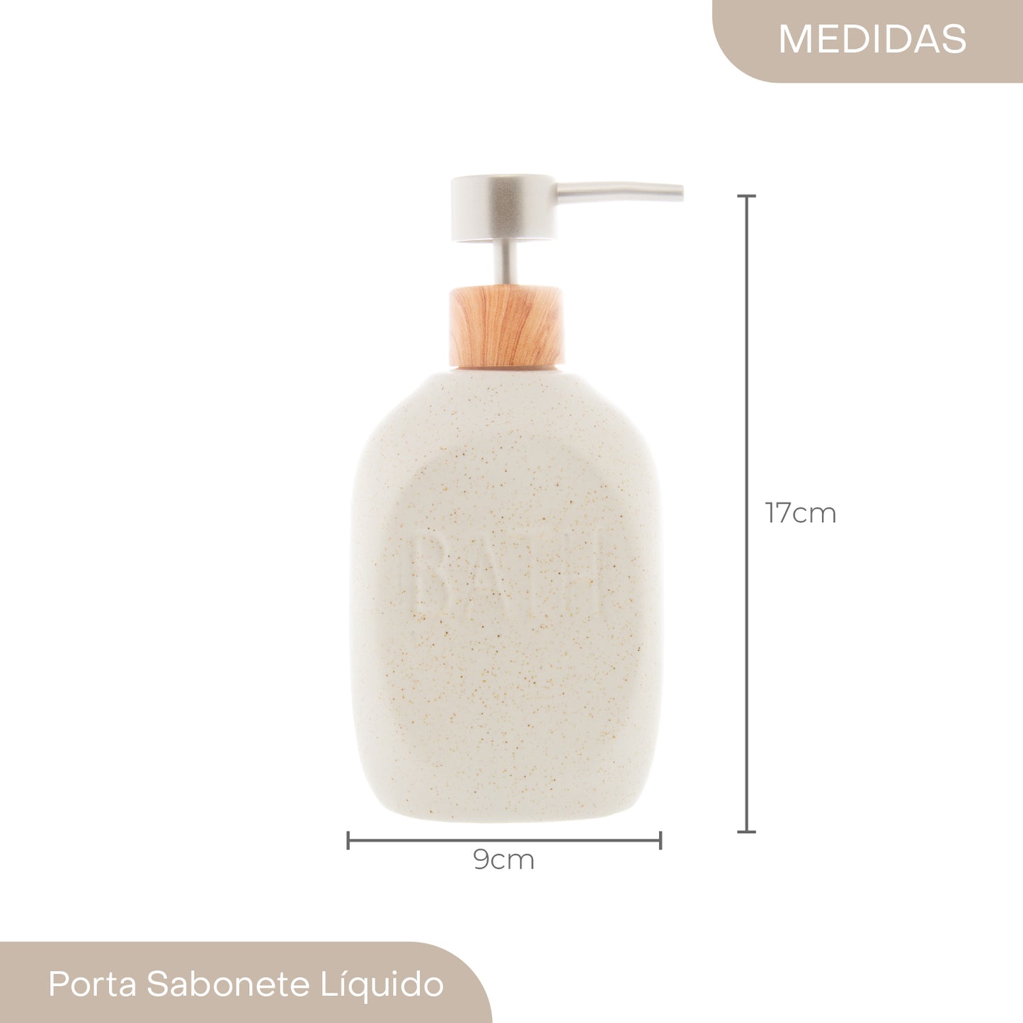 Porta Sabonete Líquido de Cerâmica Granilite Bath Branco 430ml - Lyor