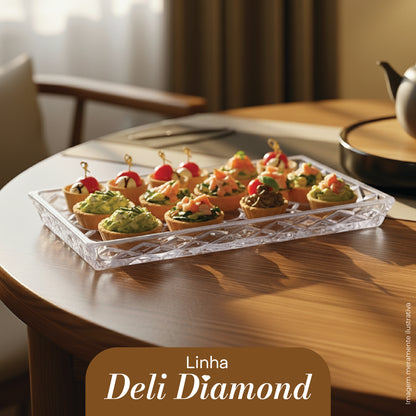 Travessa para Servir de Cristal Deli Diamond 28,5cm x 14,5cm x 2cm - Lyor