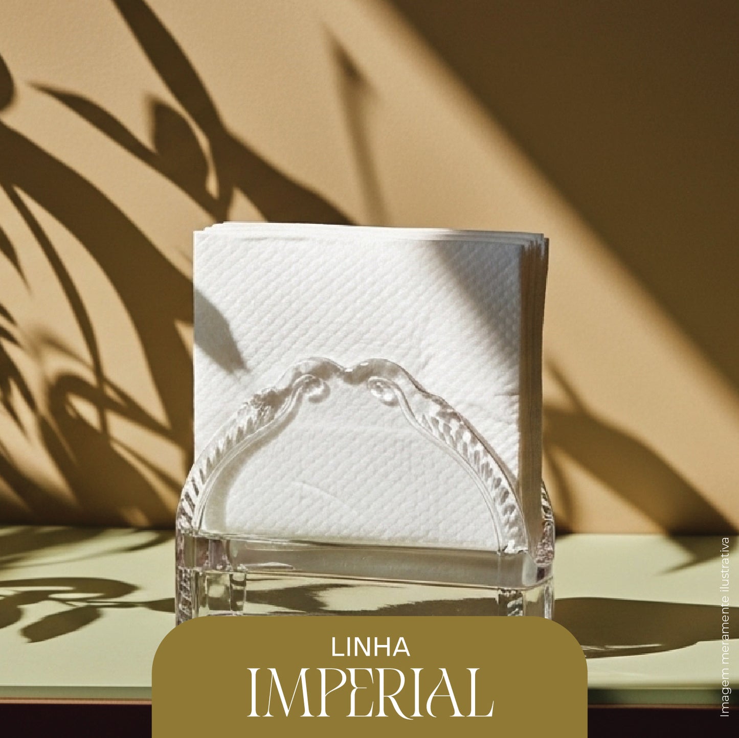 Porta Guardanapos de Cristal Ecológico Imperial 13cm x 4cm x 9cm - Lyor