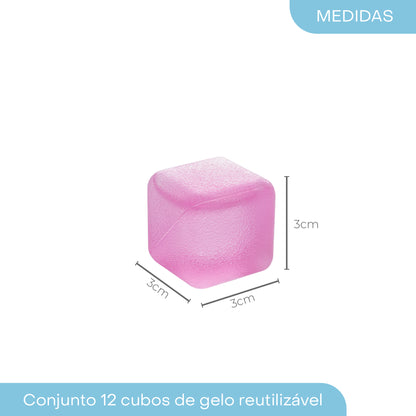 Conjunto 12 Cubos de Gelo Reutilizável de Plástico Colorido 2,5cm - Lyor