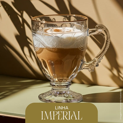 Xícara de Cristal Ecológico com Fio de Ouro Imperial 190ml - Lyor