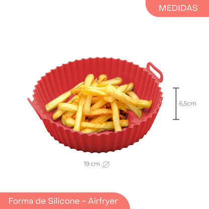 Forma Redonda de Silicone para Air Fryer Vermelha 19cm x 6,5cm - Lyor
