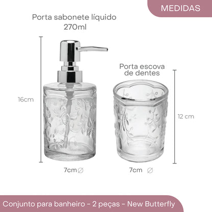 Conjunto 2 Peças para Banheiro New Butterfly Vidro - Lyor