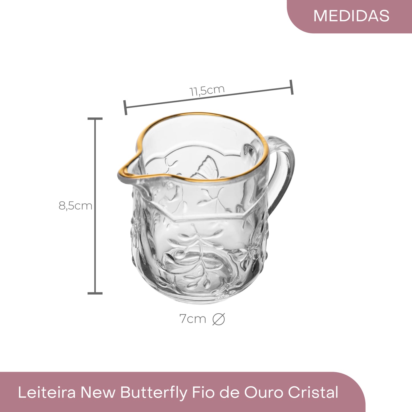 Leiteira New Butterfly Fio de Ouro Cristal Ecológico 200ml- Lyor