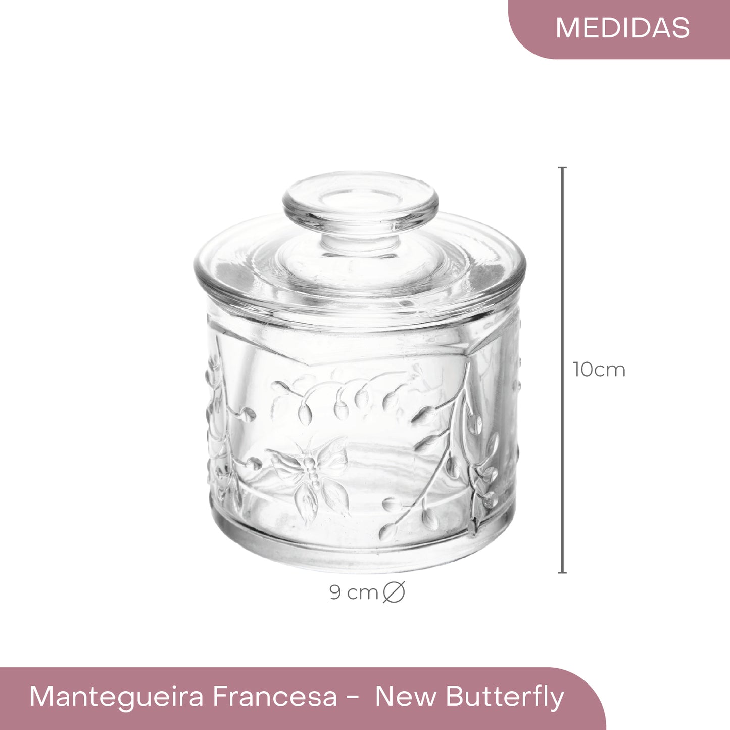 Manteigueira Francesa New Butterfly 9cm x 9cm x 9,8cm - Lyor