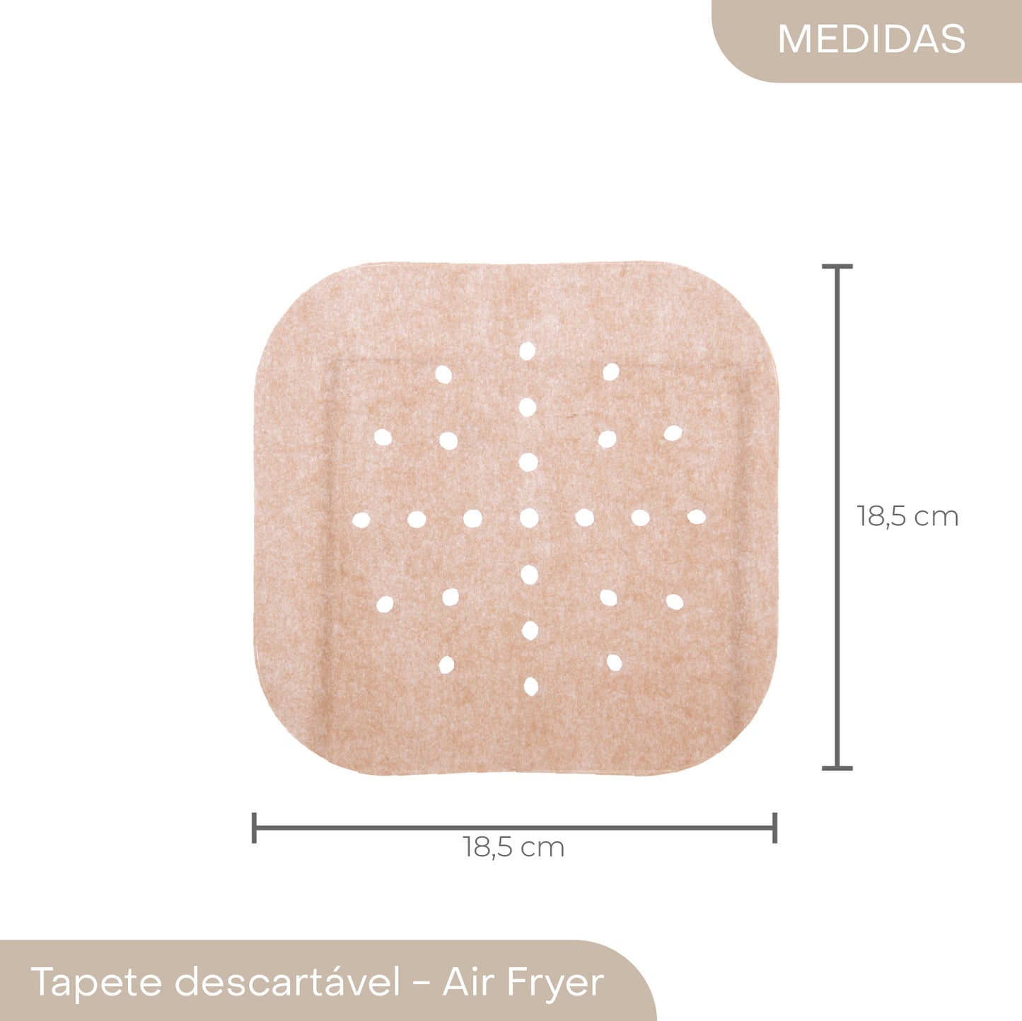 Conjunto de 50 Tapetes Quadrados de Papel Descartável para Air Fryer 18,5cm x 18,5cm - Lyor