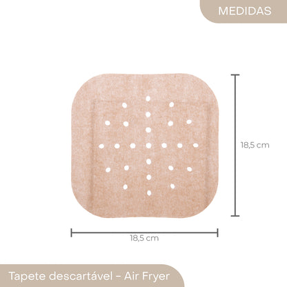 Conjunto de 50 Tapetes Quadrados de Papel Descartável para Air Fryer 18,5cm x 18,5cm - Lyor