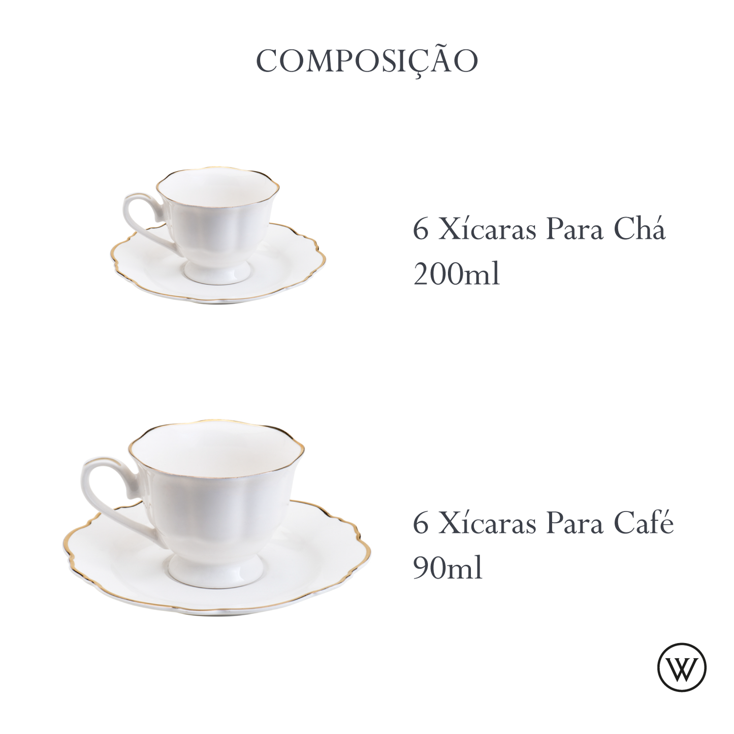 Aparelho de Jantar 42 Peças de Porcelana Maldivas com Fio de Ouro - Wolff