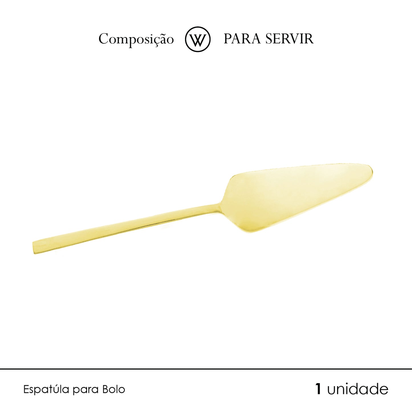 Conjunto 7 Peças Espátula para Bolo e 6 Garfos para Sobremesa Firenze Dourado Aço Inox - Wolff