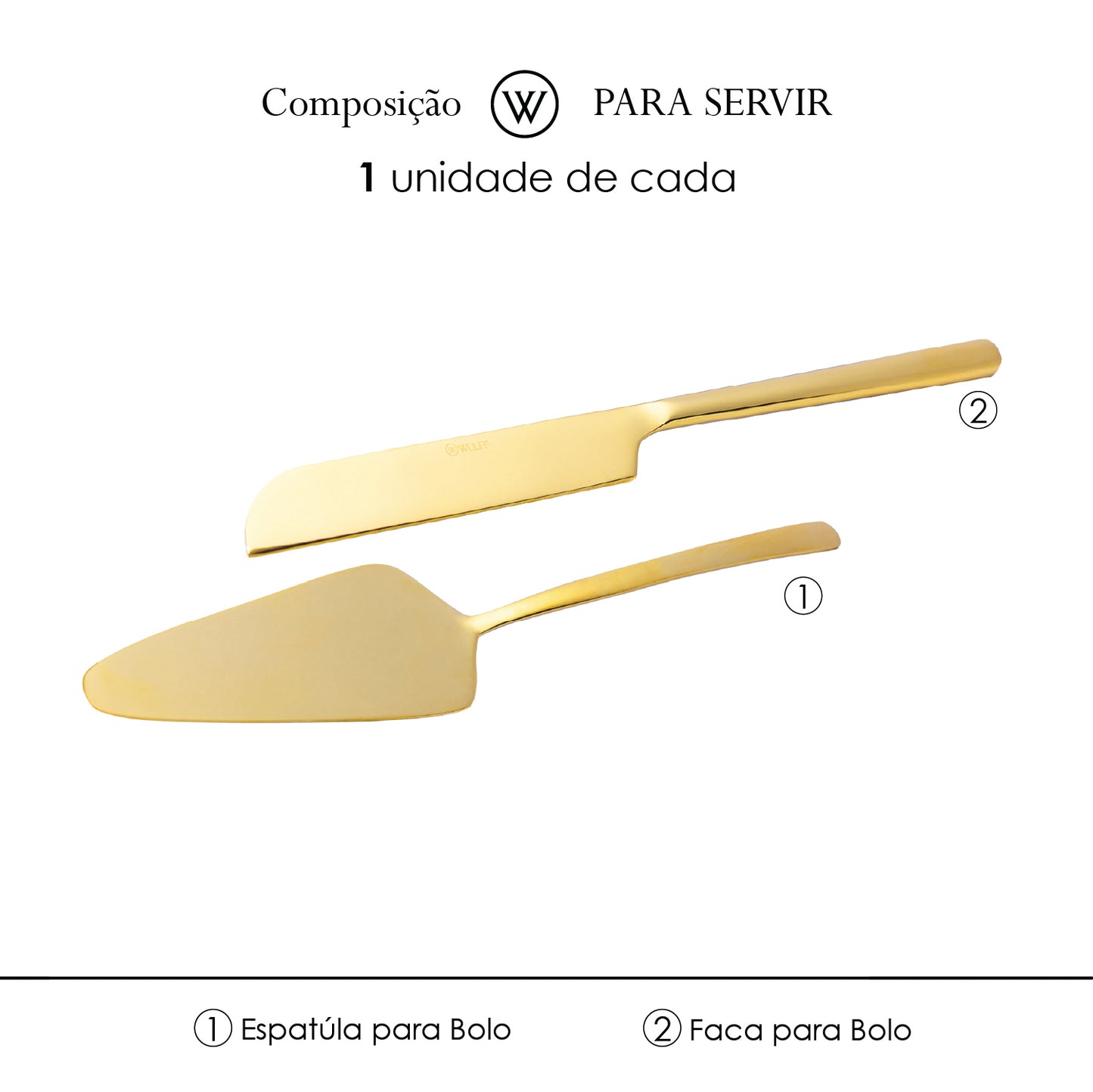 Conjunto 2 Peças para Bolo Viena Dourado Aço Inox - Wolff
