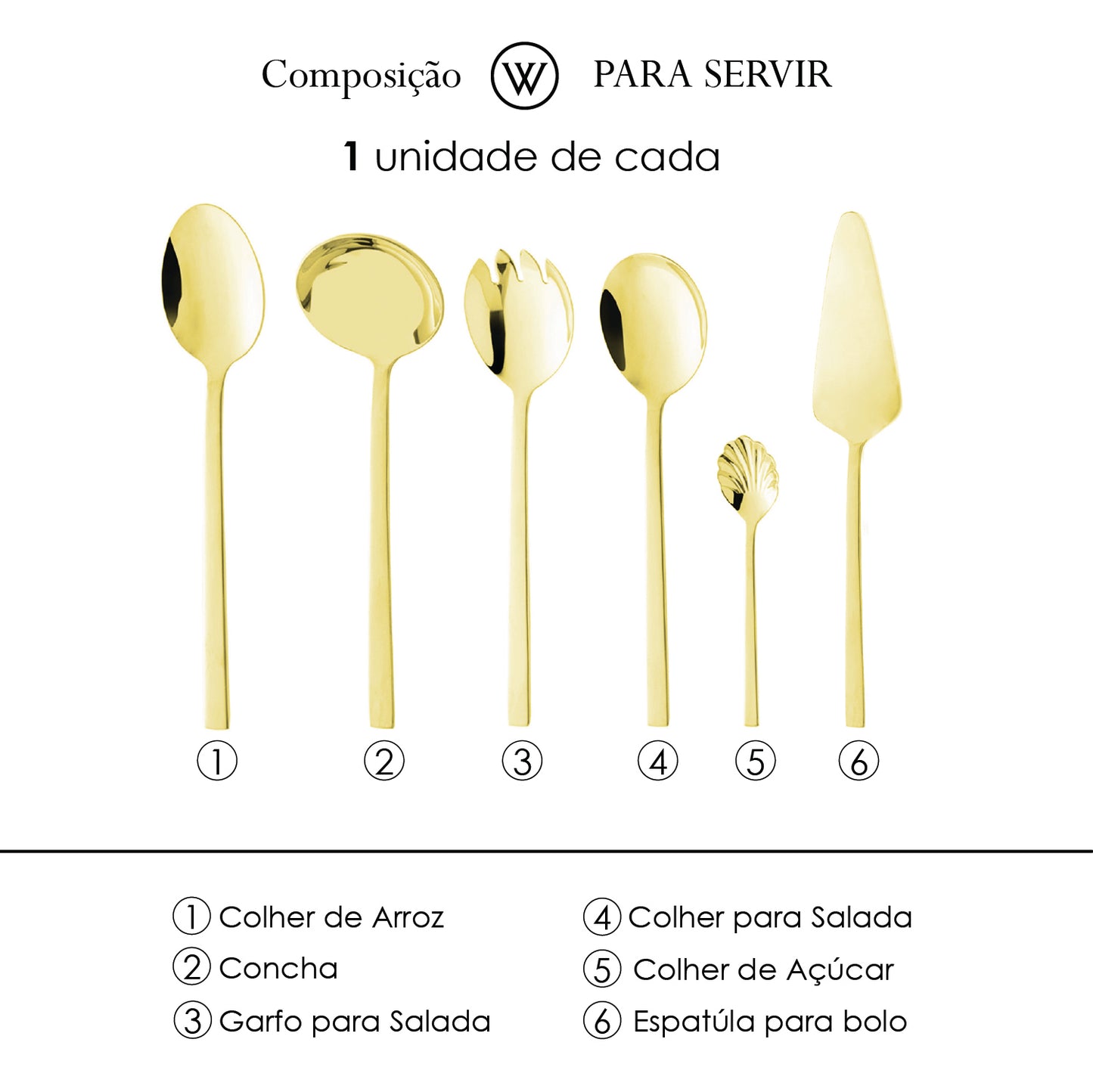 Faqueiro 54 Peças de Aço Inox Firenze Dourado - Wolff
