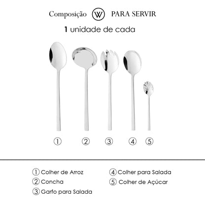 Faqueiro 101 Peças de Aço Inox com Caixa Litografada Firenze - Wolff