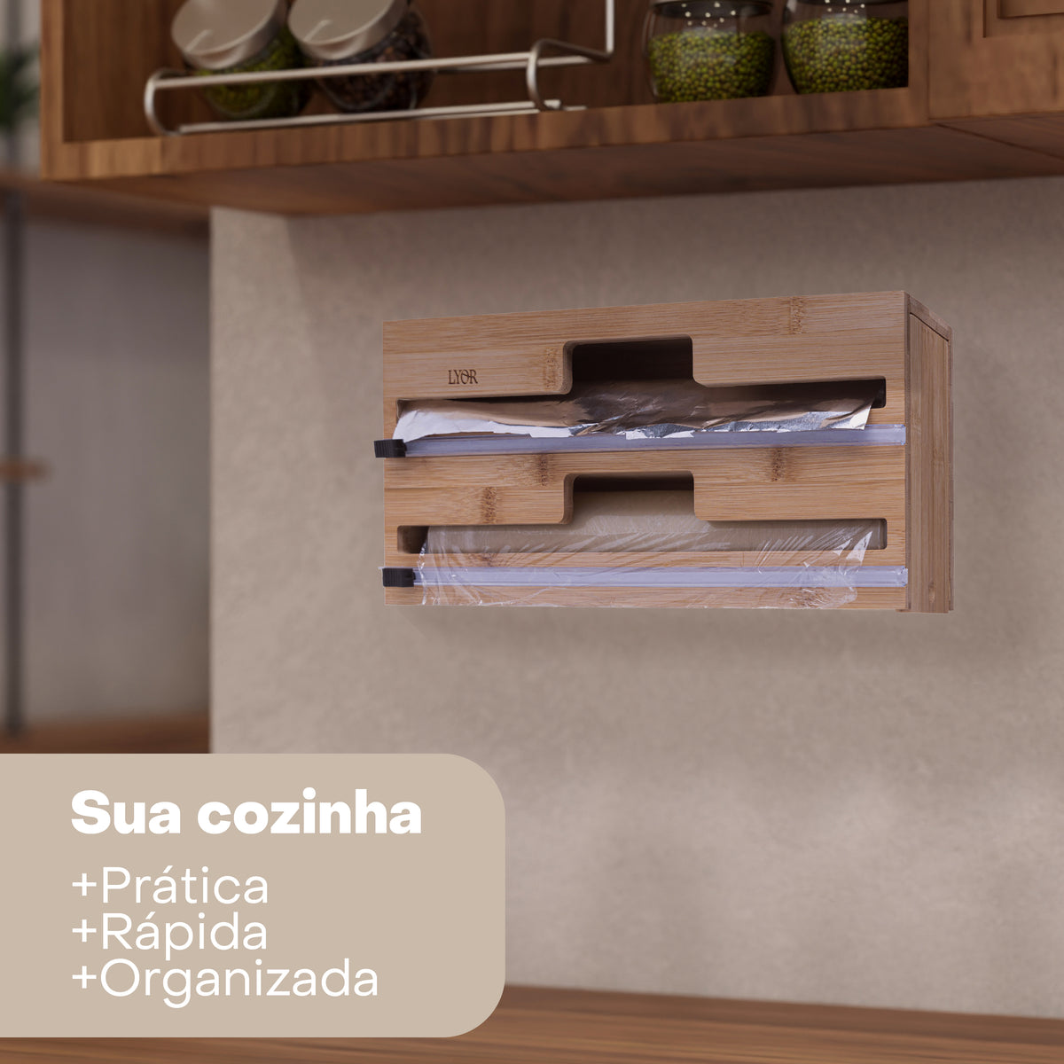 Suporte de Parede 2 em 1 para em Bambu - Lyor