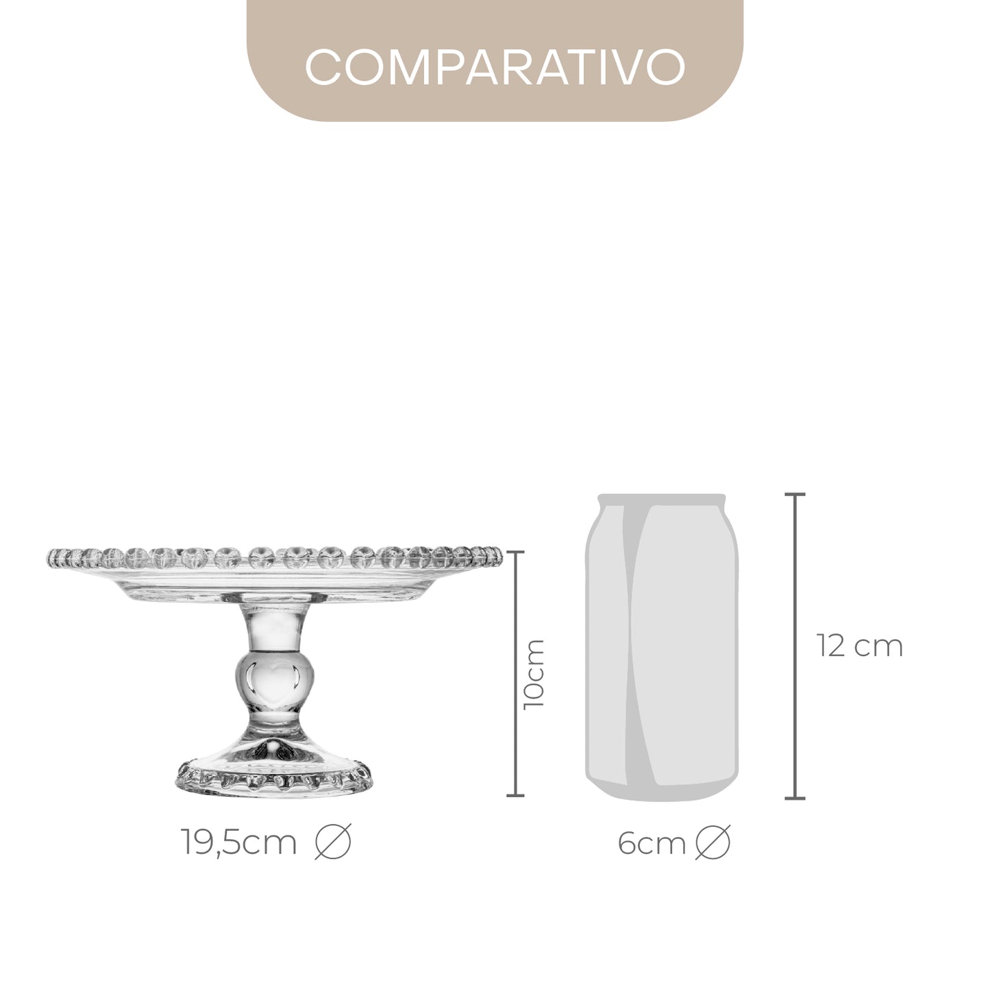 Prato de Cristal com Pé Coração 19,5cm x 10,5cm - Lyor