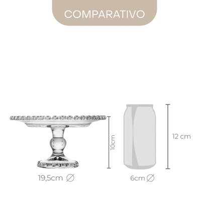 Prato de Cristal com Pé Coração 19,5cm x 10,5cm - Lyor