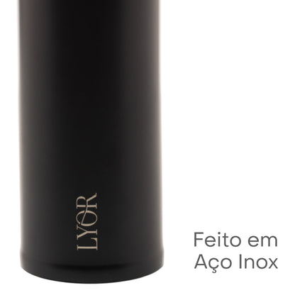 Garrafa Térmica Dupla Parede de Aço Inox com Tampa Flip Preta 410ml - Lyor