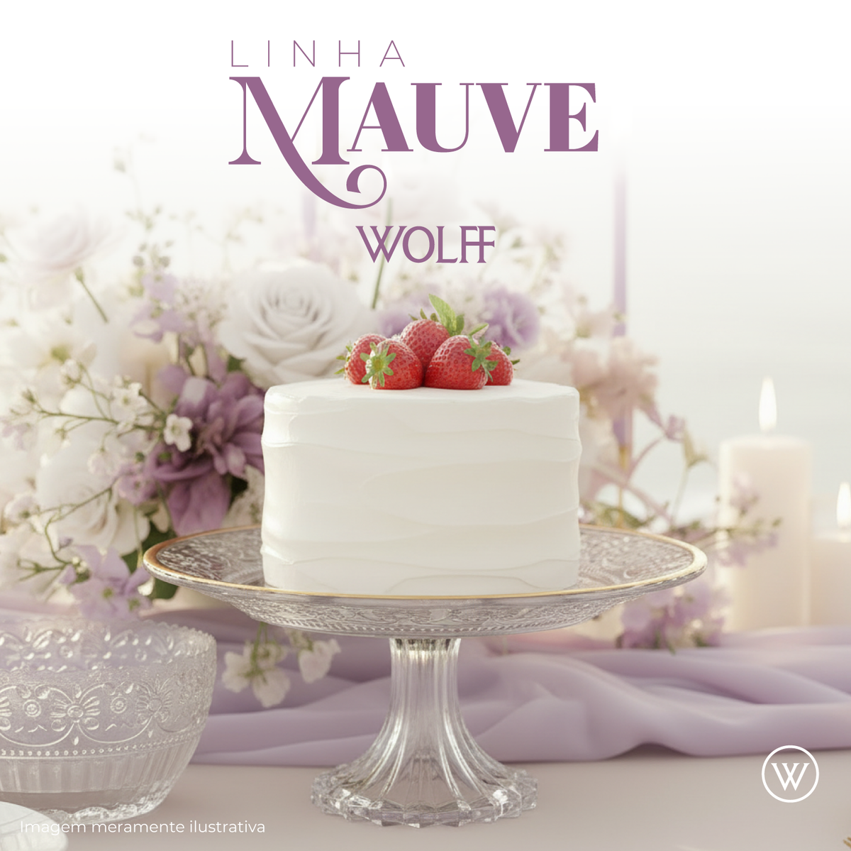 Prato com Pé Mauve com Fio de Ouro 19cm x 9,5cm Cristal - Wolff