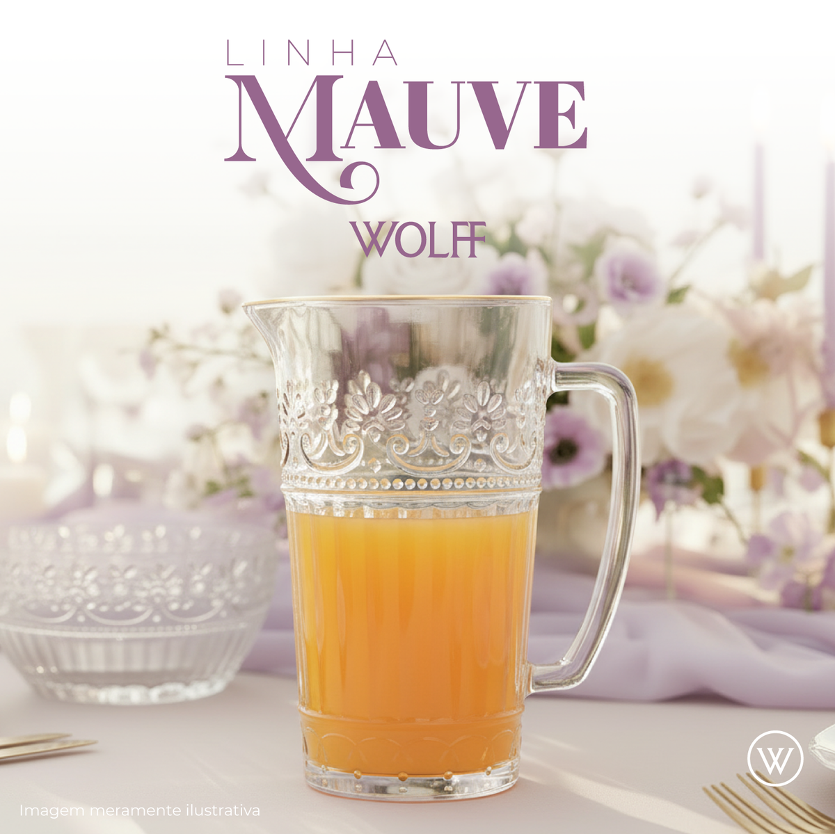 Jarra Mauve com Fio de Ouro 750ml Cristal - Wolff