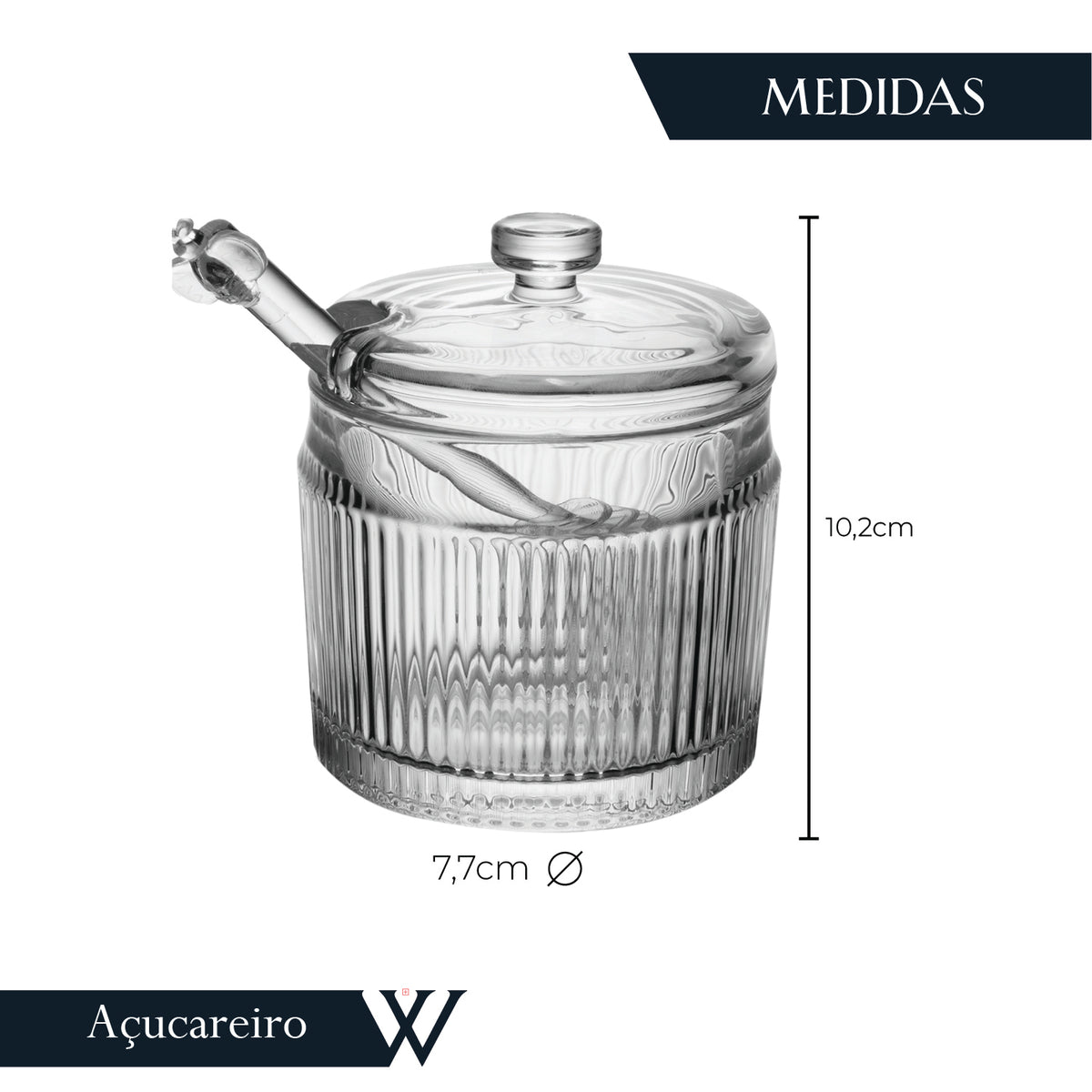 Meleira com Pegador e Tampa Lines 10cm x 7,5cm Vidro - Wolff