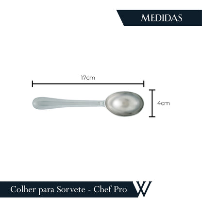 Colher para Sorvete em Liga de Zinco com Cabo Antiderrapante Chef Pro 17cm - Wolff