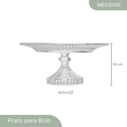 Prato para Bolo de Cristal Renaissance 18,5cm x 9,5cm - Lyor
