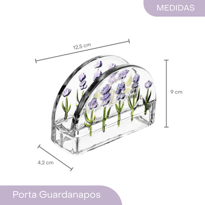 Porta Guardanapos Lavanda Hand Painting 12,5cm x 4,5cm x 9cm Cristal - Lyor