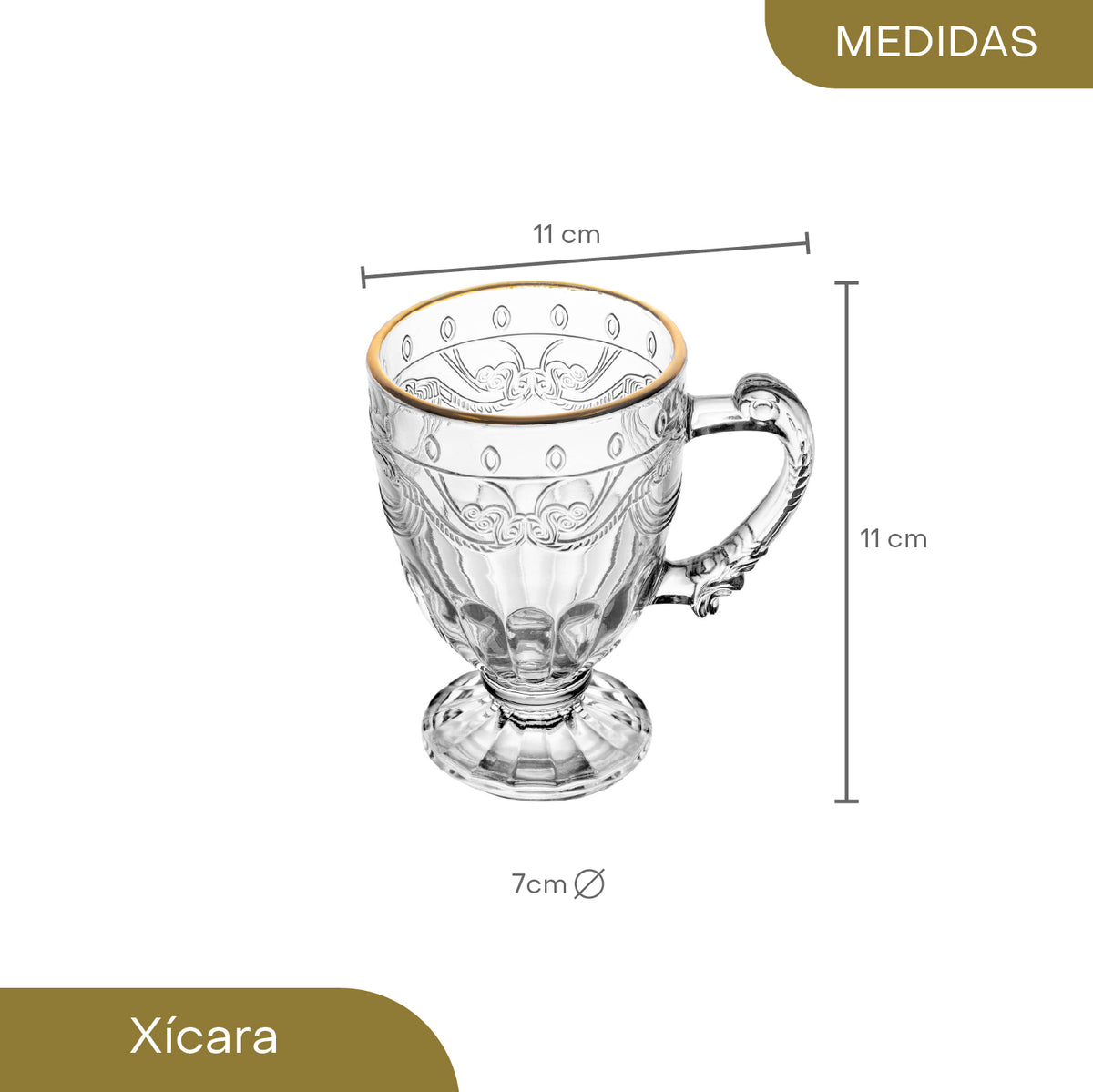 Xícara de Cristal Ecológico com Fio de Ouro Imperial 190ml - Lyor