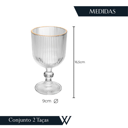 Conjunto 2 Taças de Vidro com Fio de Ouro Lines 380ml - Wolff