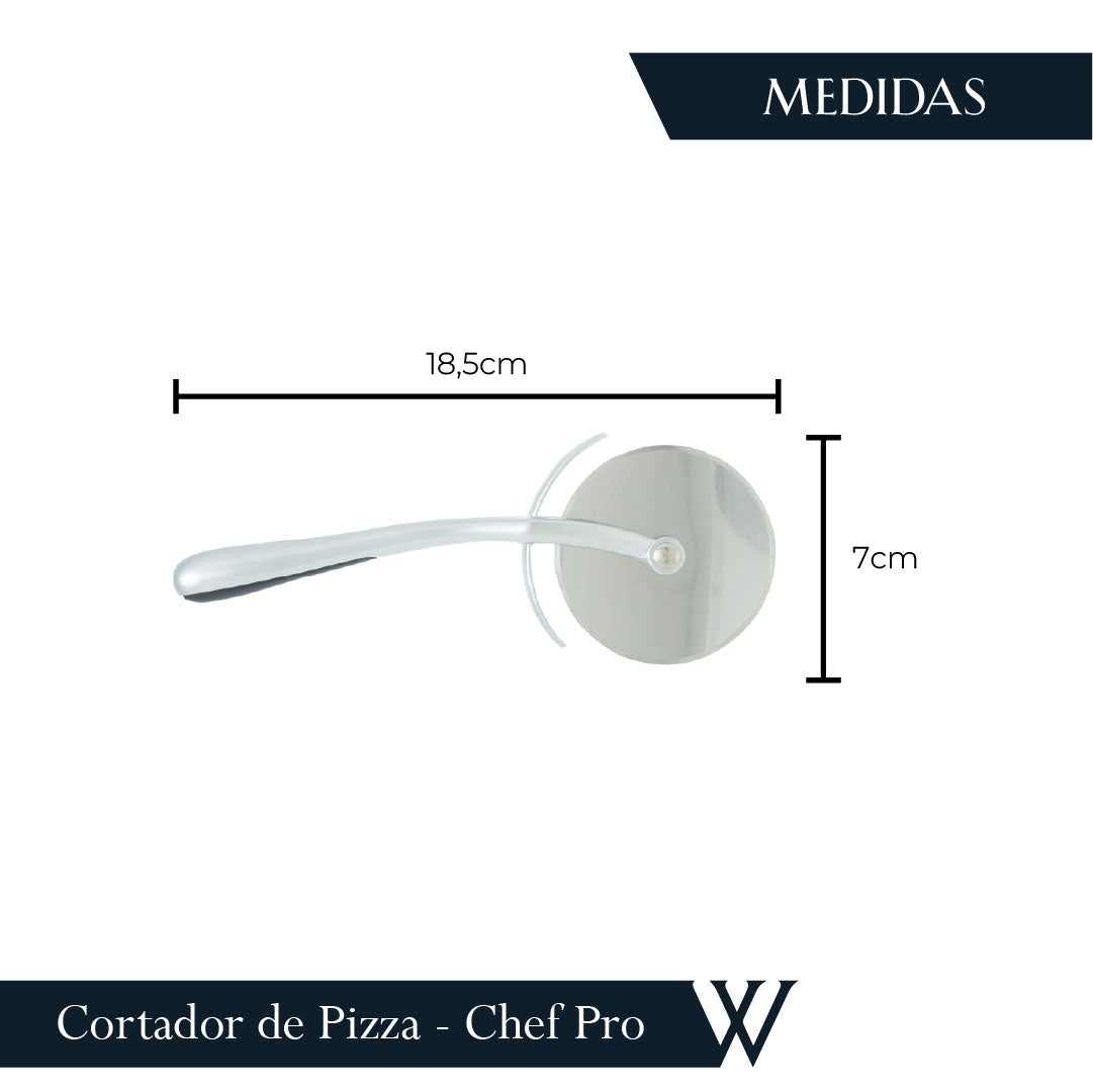 Cortador de Pizza em Liga de Zinco com Cabo Antiderrapante Chef Pro 18,5cm - Wolff
