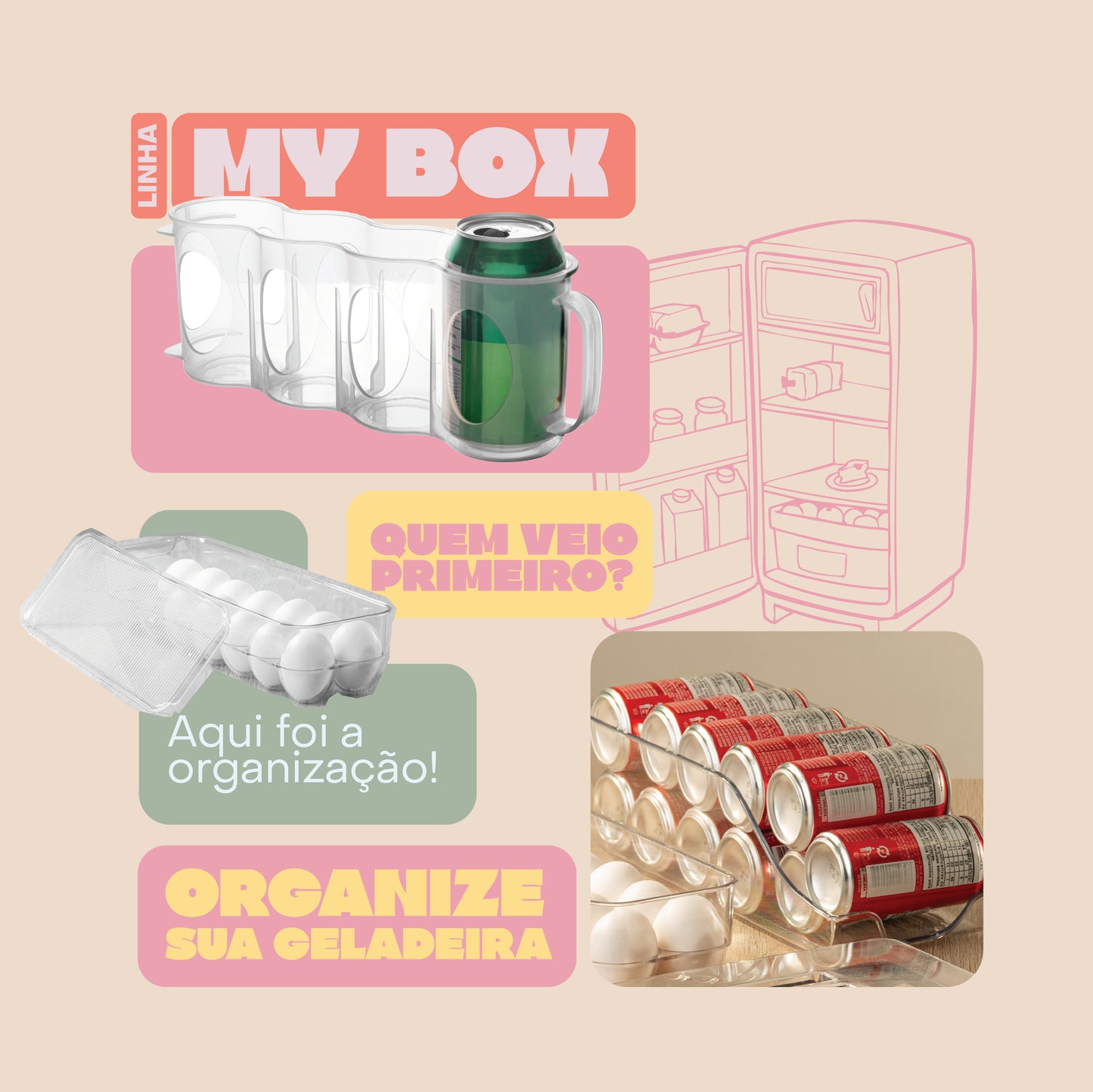 Suporte para Latas com Alça em Poliestireno My Box 27,5cm x 7cm x 10cm - Lyor