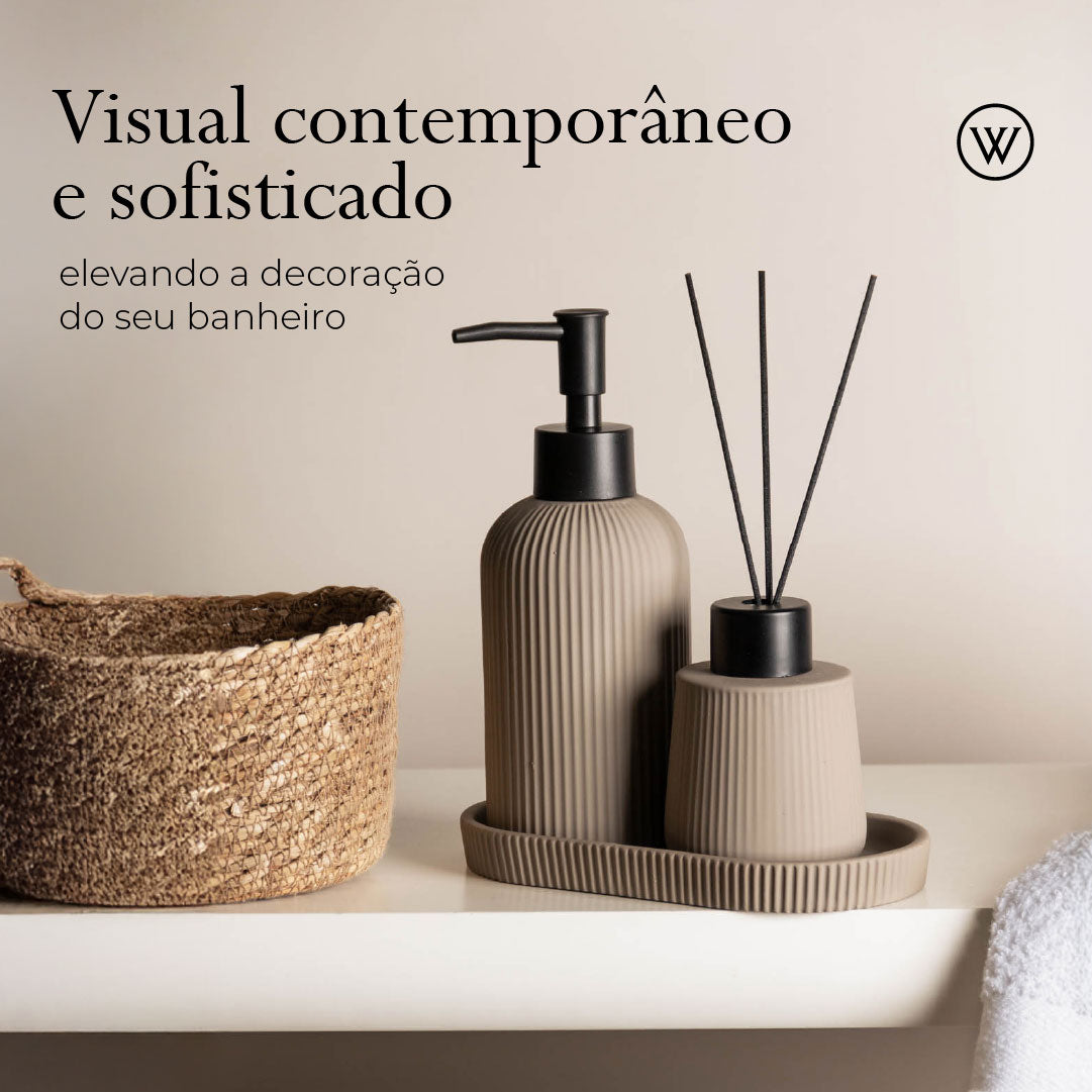 Conjunto 3 Peças para Banheiro Soft Touch Sketch Nude Cerâmica - Wolff