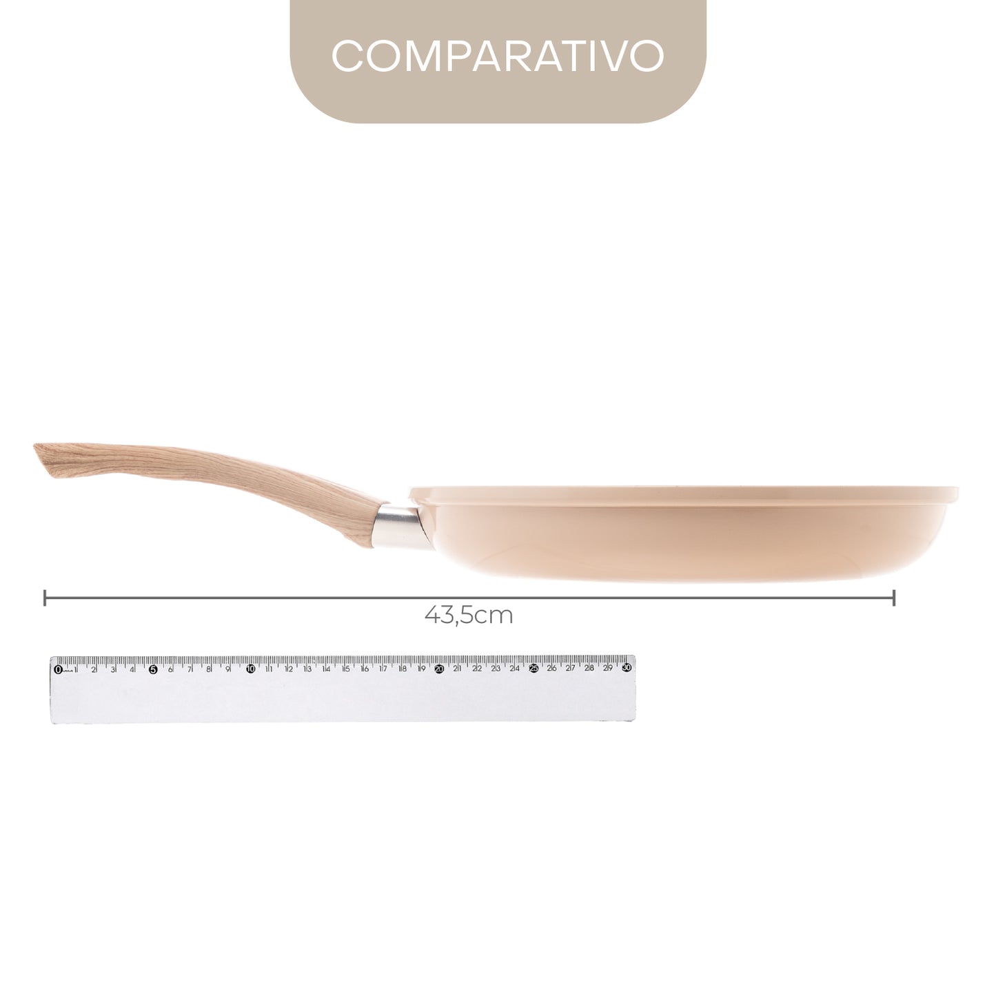 Frigideira de Indução em Alumínio com Revestimento Cerâmico Granito Chef Bege 24cm - Lyor