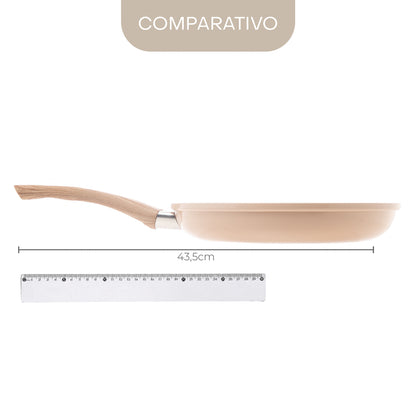 Frigideira de Indução em Alumínio com Revestimento Cerâmico Granito Chef Bege 24cm - Lyor