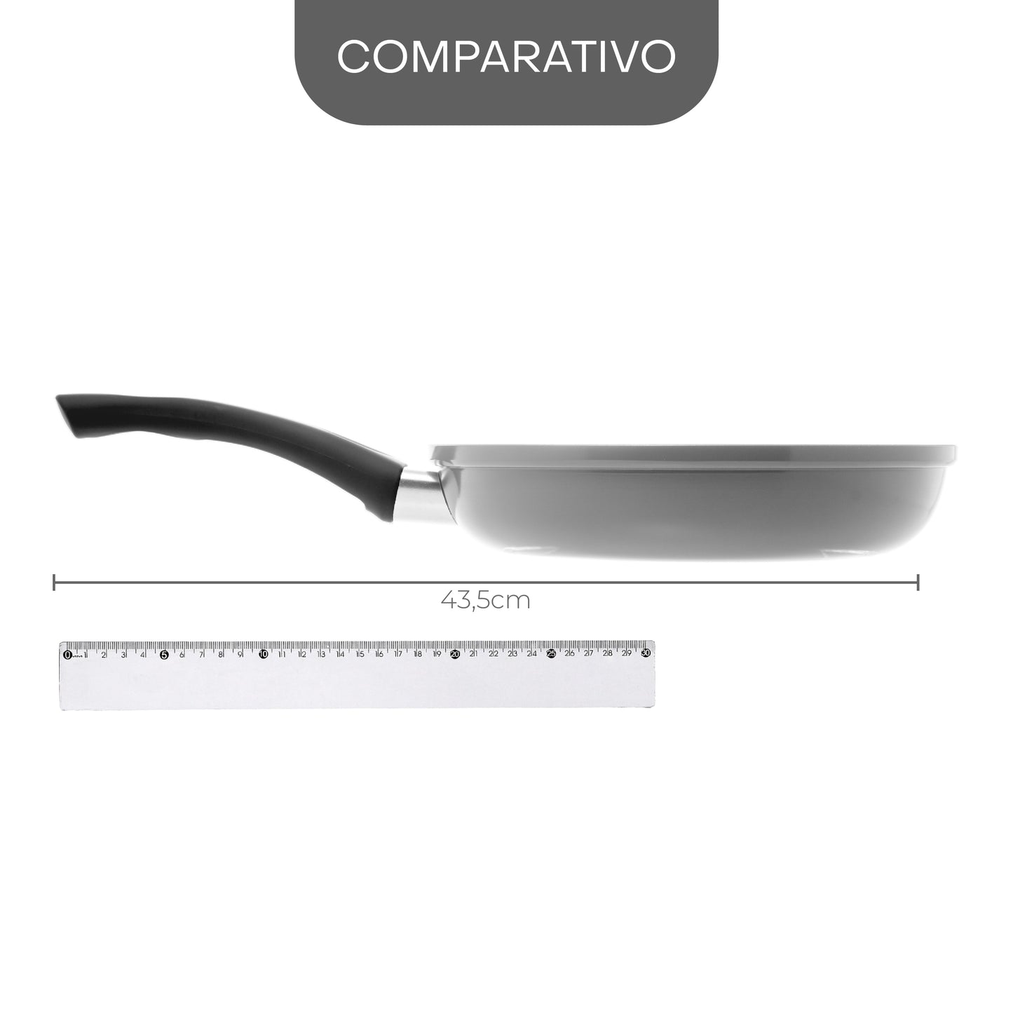 Frigideira de Indução em Alumínio com Revestimento Cerâmico Granito Chef Cinza 24cm - Lyor