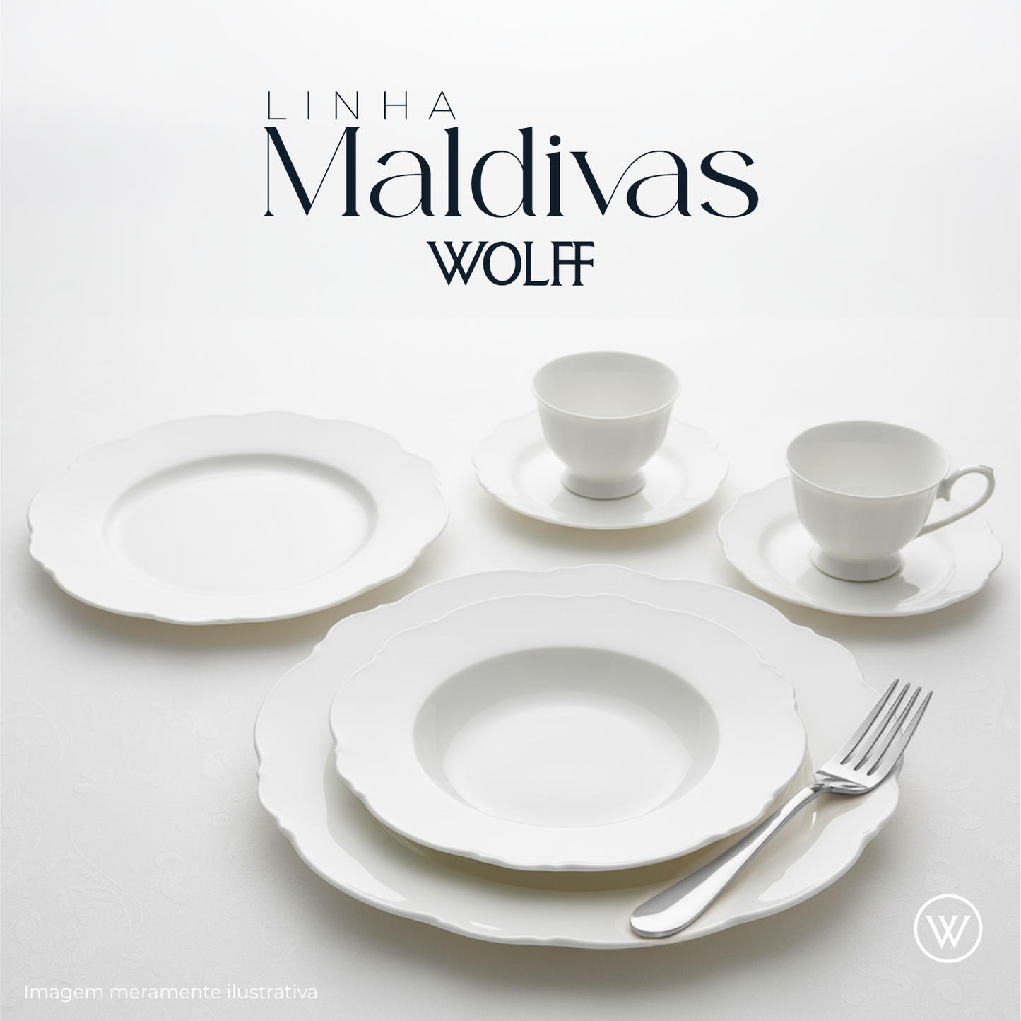 Conjunto 6 Pratos Fundos de Porcelana Maldivas Branco - Wolff