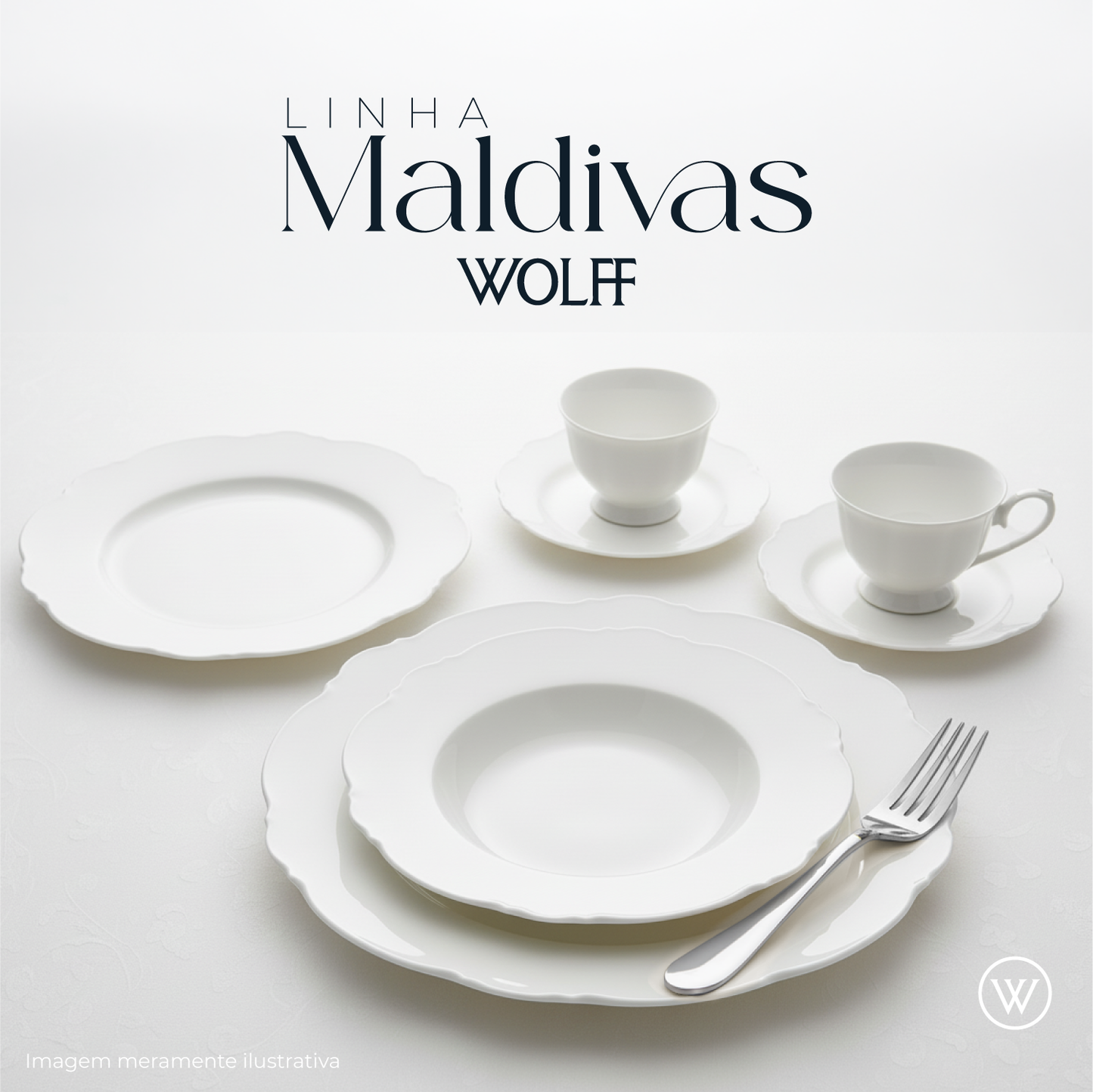 Conjunto 6 Xícaras de Café com Pires Maldivas Branco 80ml - Wolff