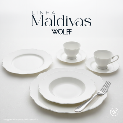 Conjunto 6 Xícaras de Café com Pires Maldivas Branco 80ml - Wolff