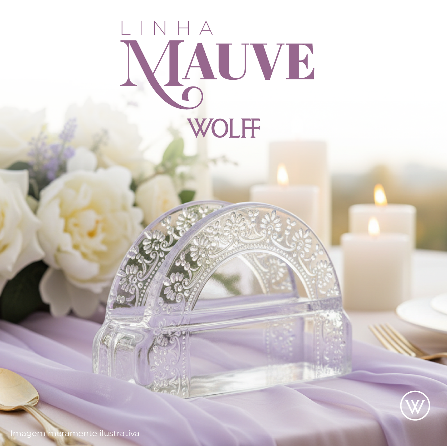 Porta Guardanapos Mauve 12,5cm x 4cm x 8,5cm Cristal - Wolff