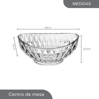 Centro de Mesa de Cristal Ecológico Diamond 28cm x 15cm x 13,5cm - Lyor